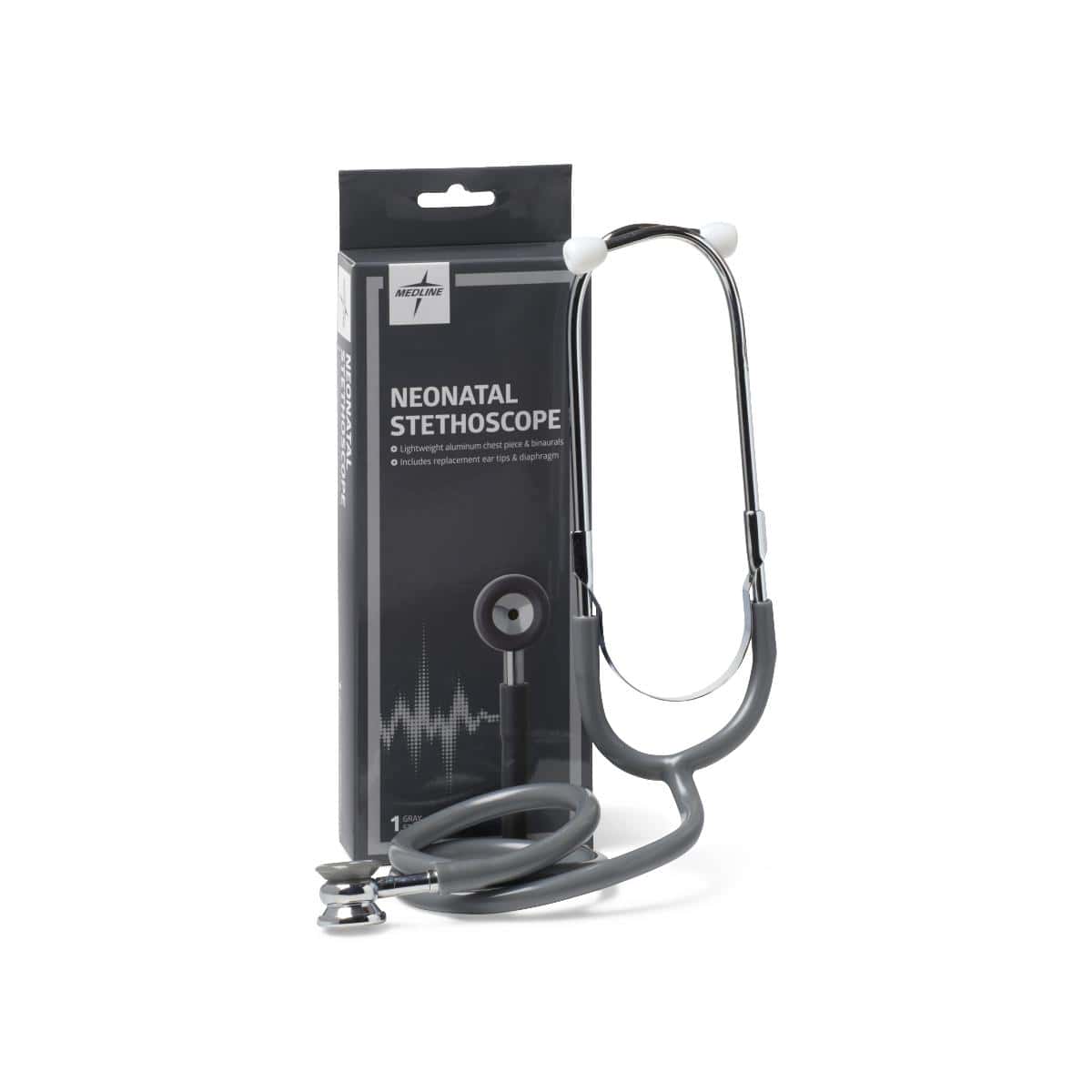 Medline Dual-Head Neonatal Stethoscope, Gray - Image 1