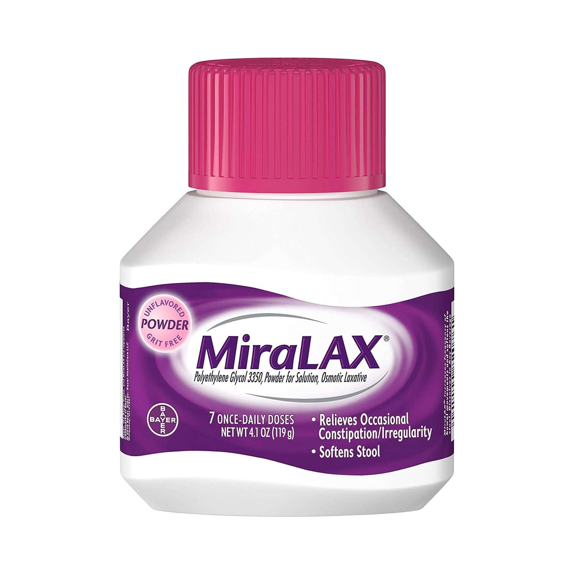 MiraLAX Polyethylene Glycol 3350 Laxative Powder, Unflavored, 4.1 oz - Image 1