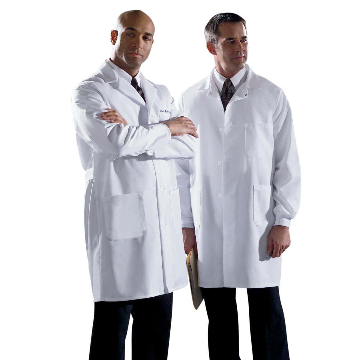 Medline Poplin 80% Polyester and 20% Cotton Staff-Length Lab Coat - Image 1