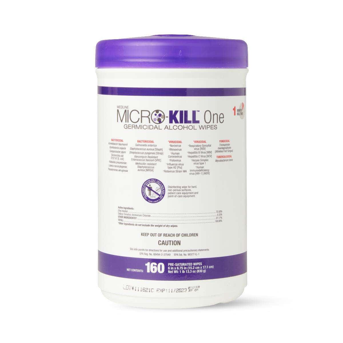 Medline Micro-Kill One Germicidal Alcohol Wipes - Image 1
