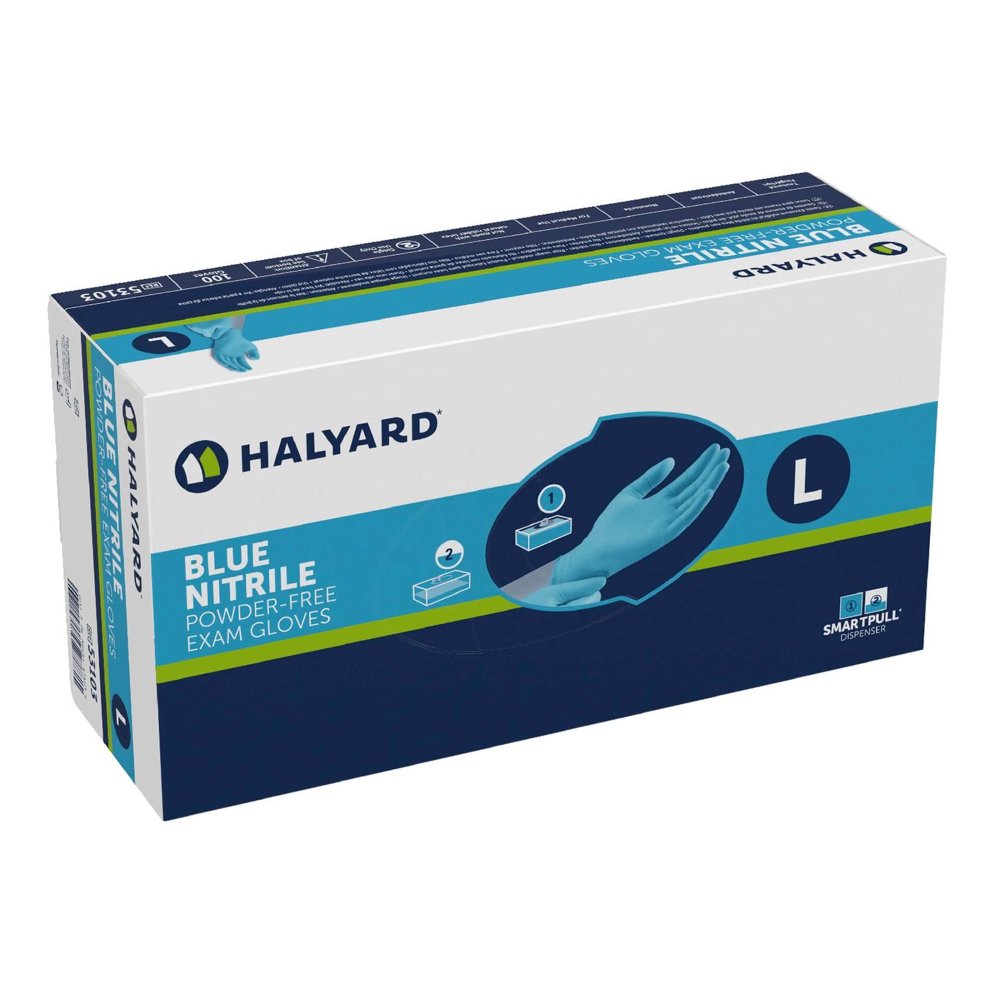 Halyard Blue Nitrile Exam Gloves - Image 1