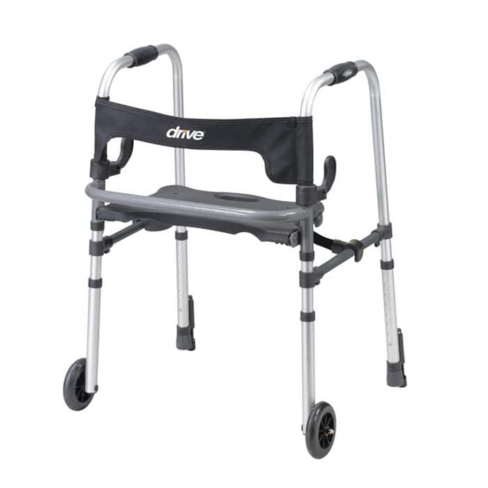 Drive Clever lite LS adult walker with seat and push down brakes - Image 1