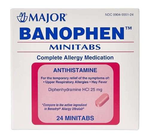 Banophen Diphenhydramine HCl Allergy Relief Tablet - Bottle of 24 - Image 1