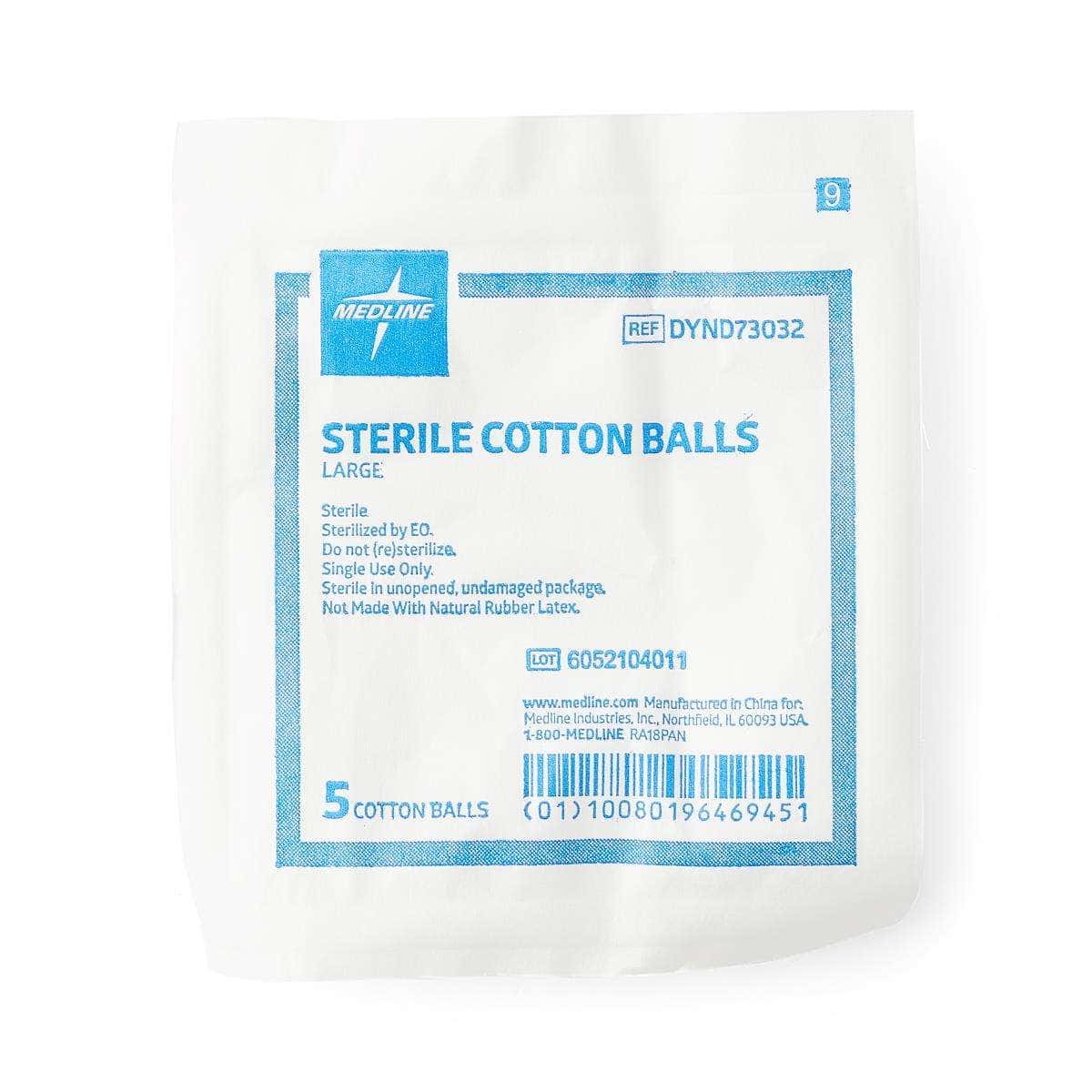 Medline Sterile Large Cotton Balls - Case of 25 - Image 1