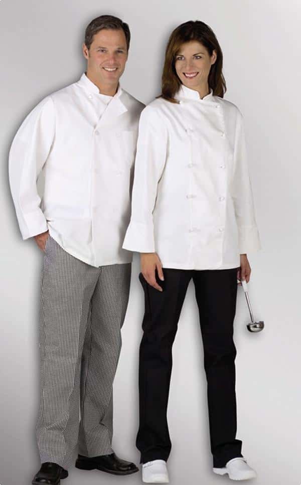 Medline Unisex Long-Sleeved Chef Coat with Plastic Buttons - Image 1