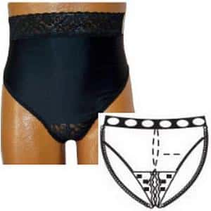 Options Ladies Backless Brief with Split-Lace Crotch and Built-in Barrier Support, Black - Image 4
