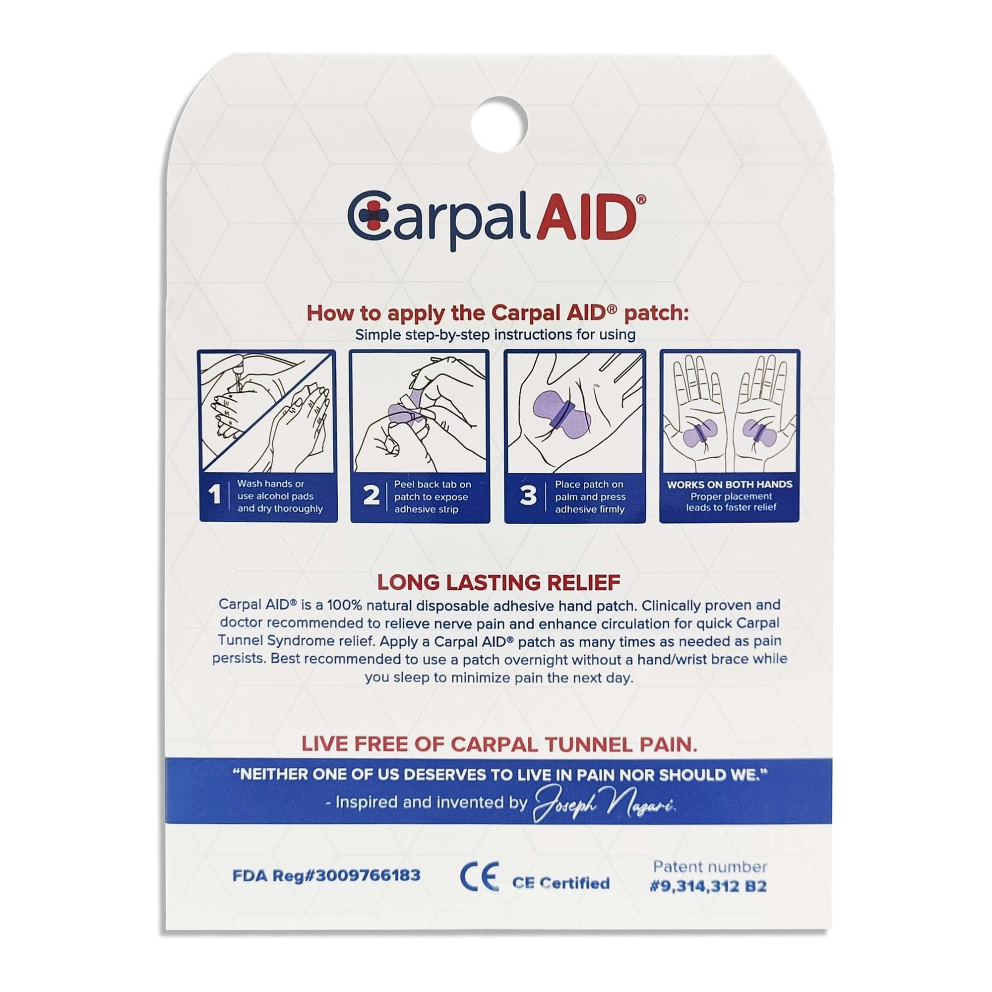 CarpalAid Hand Patch for Carpal Tunnel Pain Relief Adhesive Strip - Image 2