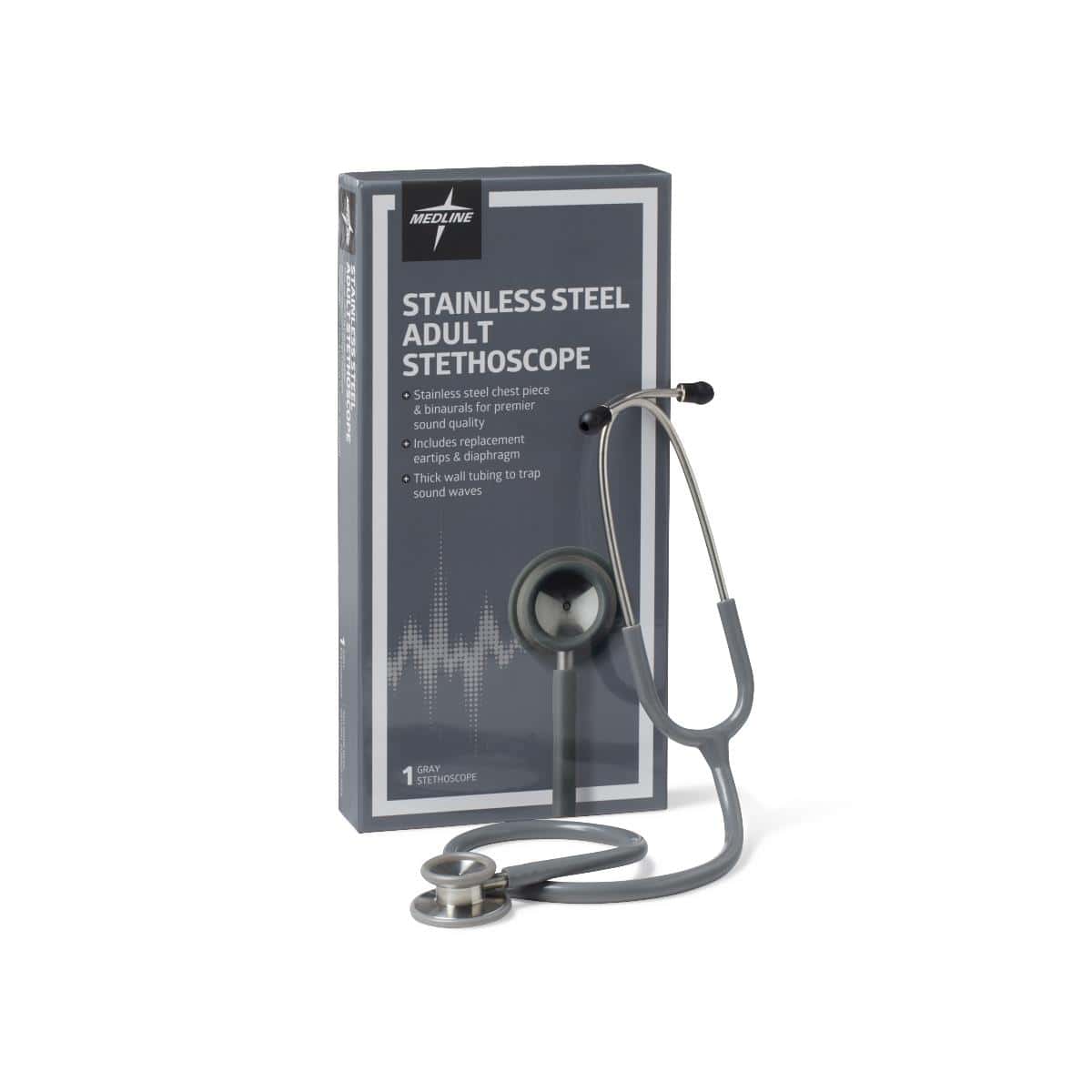 Medline Elite Adult Stainless Steel Stethoscopes - Image 1