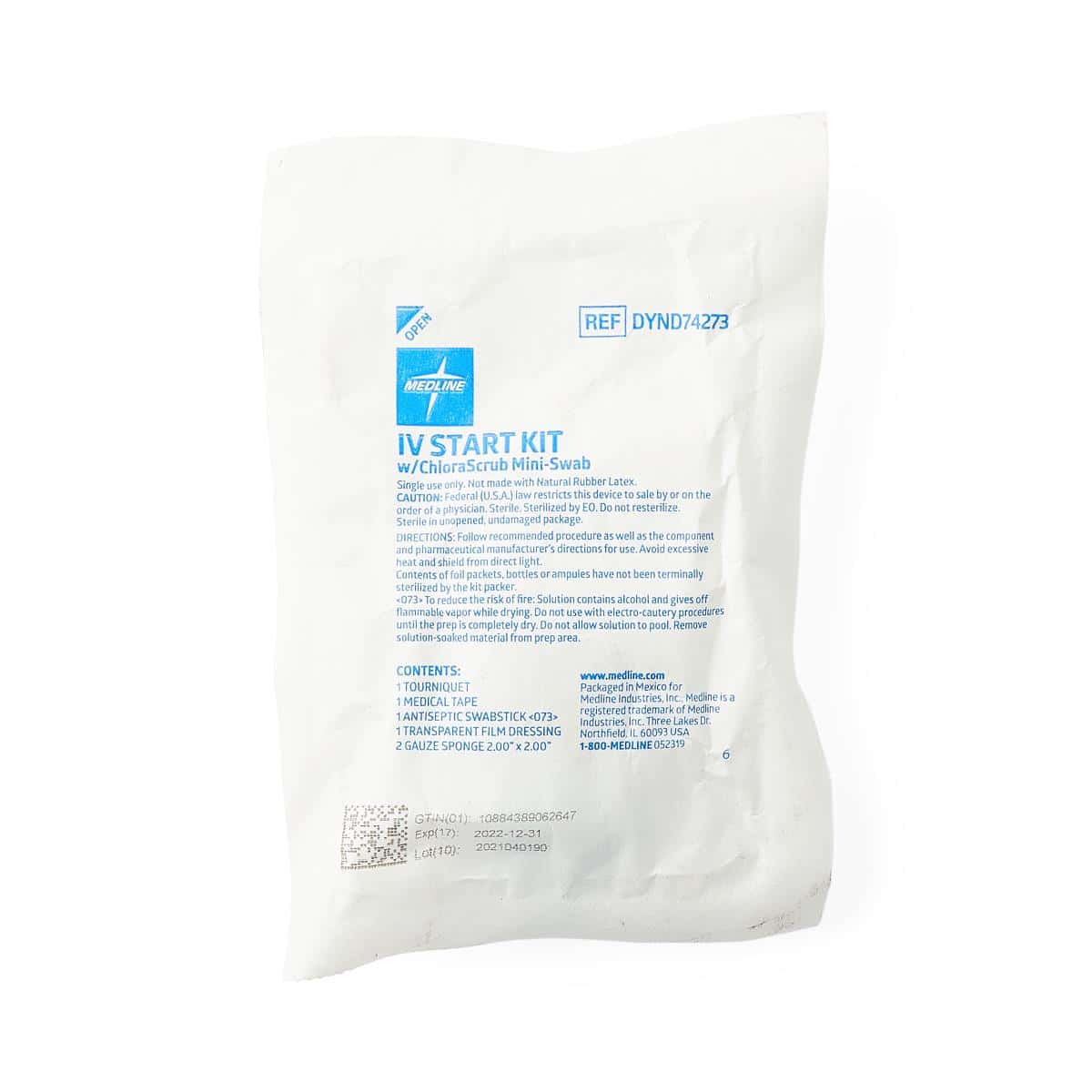 Medline 6-Piece IV Start Kit with Prevantics Mini Swabstick - Case of 100 - Image 2