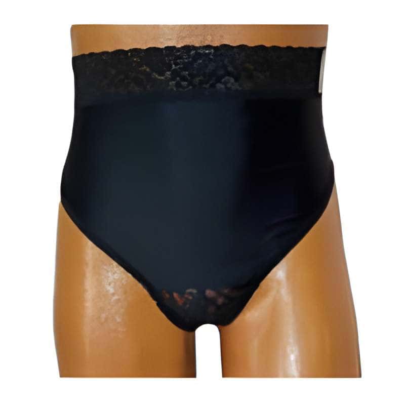 Options Ladies Backless Brief with Split-Lace Crotch and Built-in Barrier Support, Black - Image 1