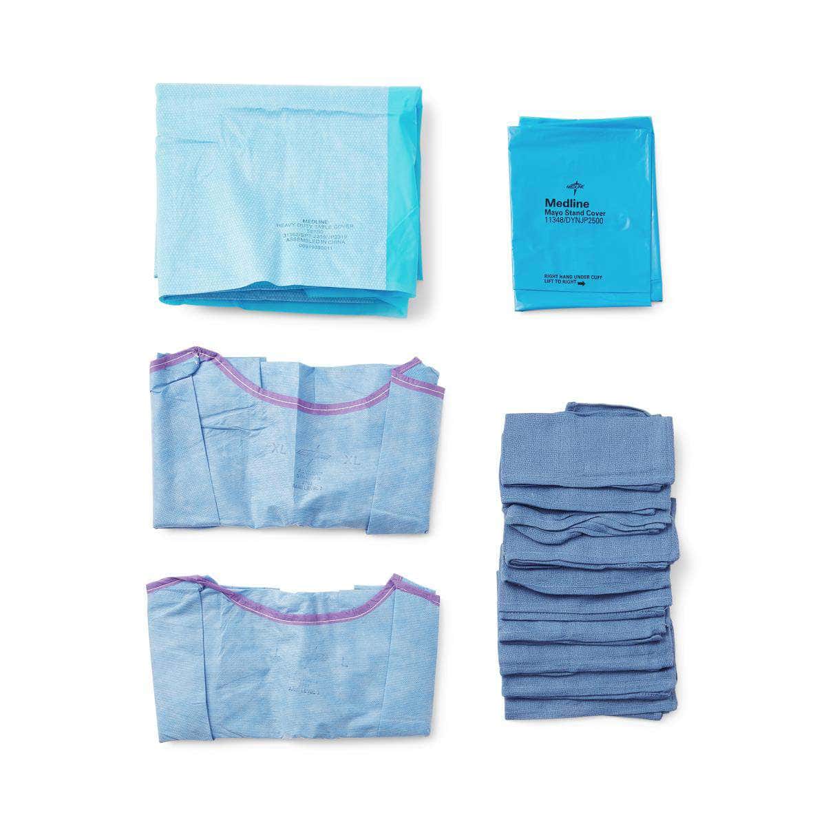 Medline Aurora Surgical Set-Up Pack with Drapes and Gowns - Case of 5 - Image 1