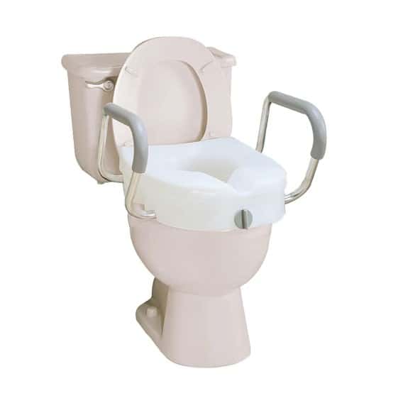 Carex E-Z Lock Locking Raised Toilet Seat with Armrests - Image 2