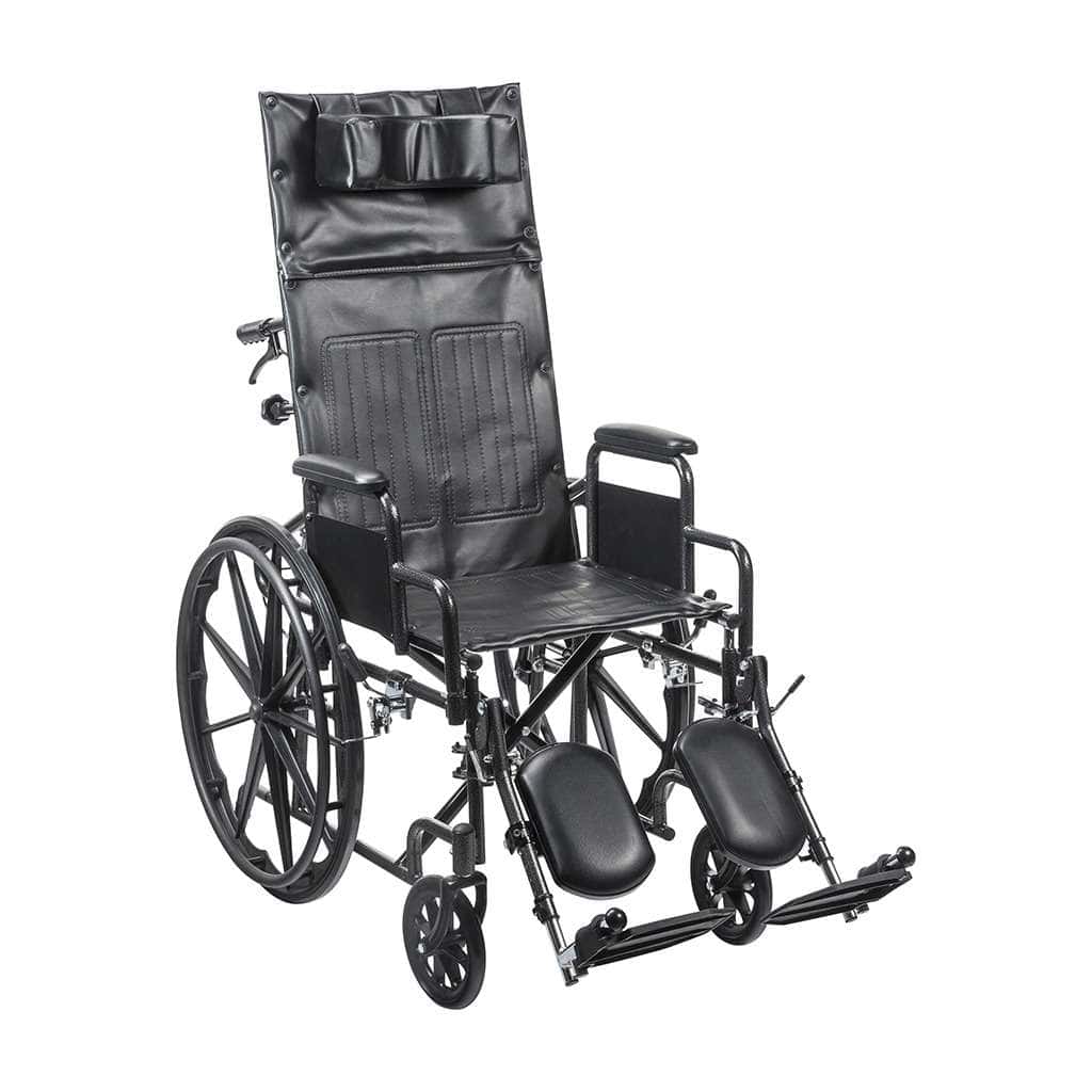 Drive Medical silver sport full reclining wheelchair with Vinyl Upholstery - Image 1