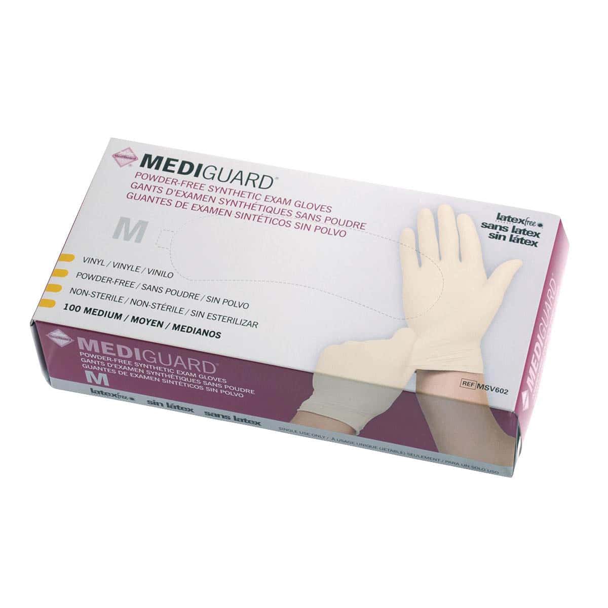 MediGuard Powder-Free Stretch Vinyl Exam Gloves, Medium - Case of 1000 - Image 2