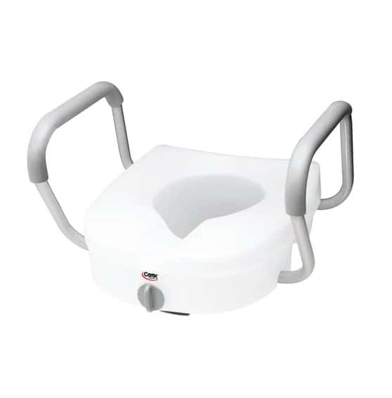 Carex E-Z Lock Locking Raised Toilet Seat with Armrests - Image 1