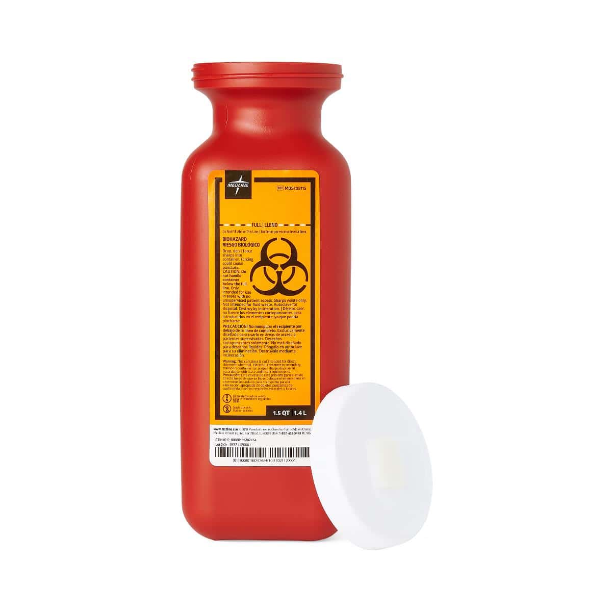 Medline Phlebotomy Sharps Container with Screw Top Lid - Image 3