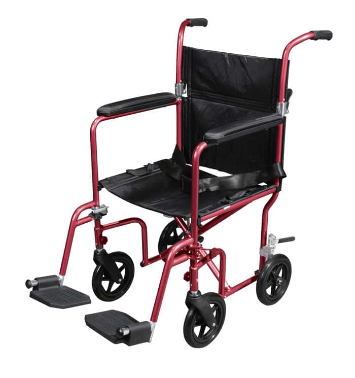 Drive medical deluxe fly-weight aluminum transport chair with removable casters - Image 1