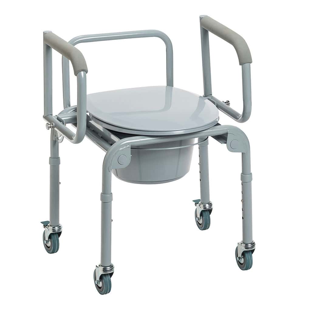 Drive Medical Steel Drop-Arm Commode with Wheels and Padded Armrests - Case of 2 - Image 2