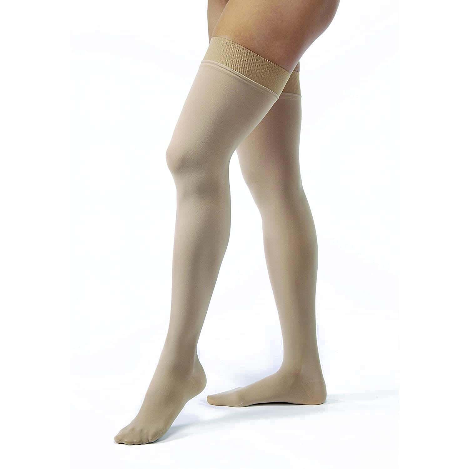 Jobst Opaque Thigh High Compression Stockings with Silicone Sensitive Top - Image 2