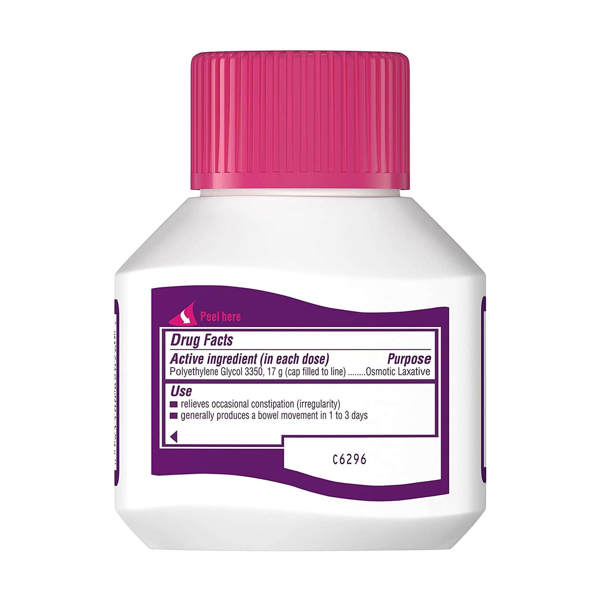 MiraLAX Polyethylene Glycol 3350 Laxative Powder, Unflavored, 4.1 oz - Image 2