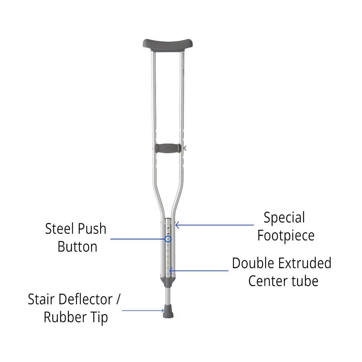 Medline Standard Steel Push-Button Crutch - Image 2