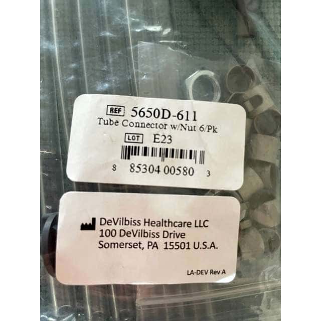 Devilbiss Pulmo-Aide Hose Tubing Connector, Gray - Package of 6 - Image 2