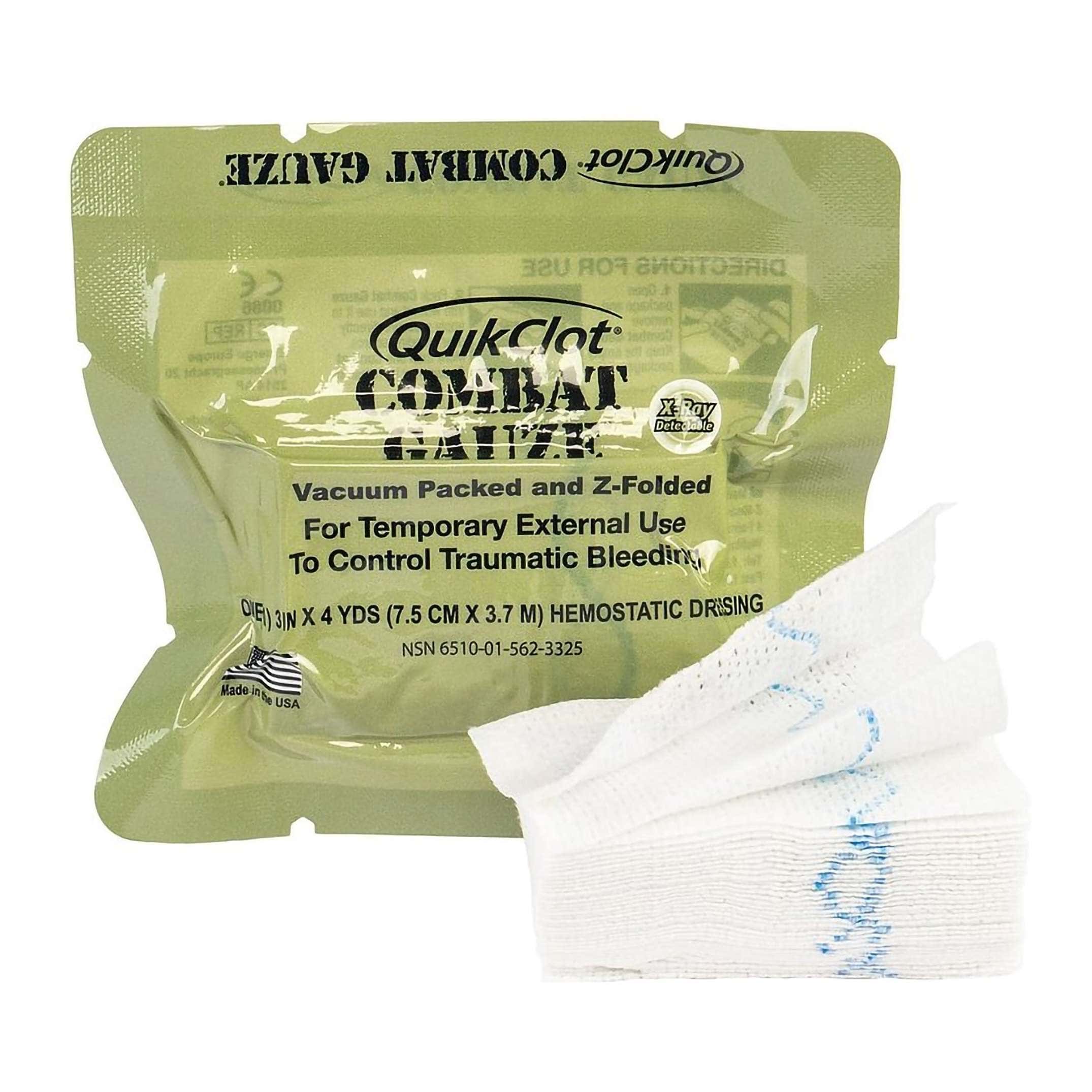 QuikClot Combat Gauze Hemostatic Dressing, 3 Inch x 4 Yard - Image 1