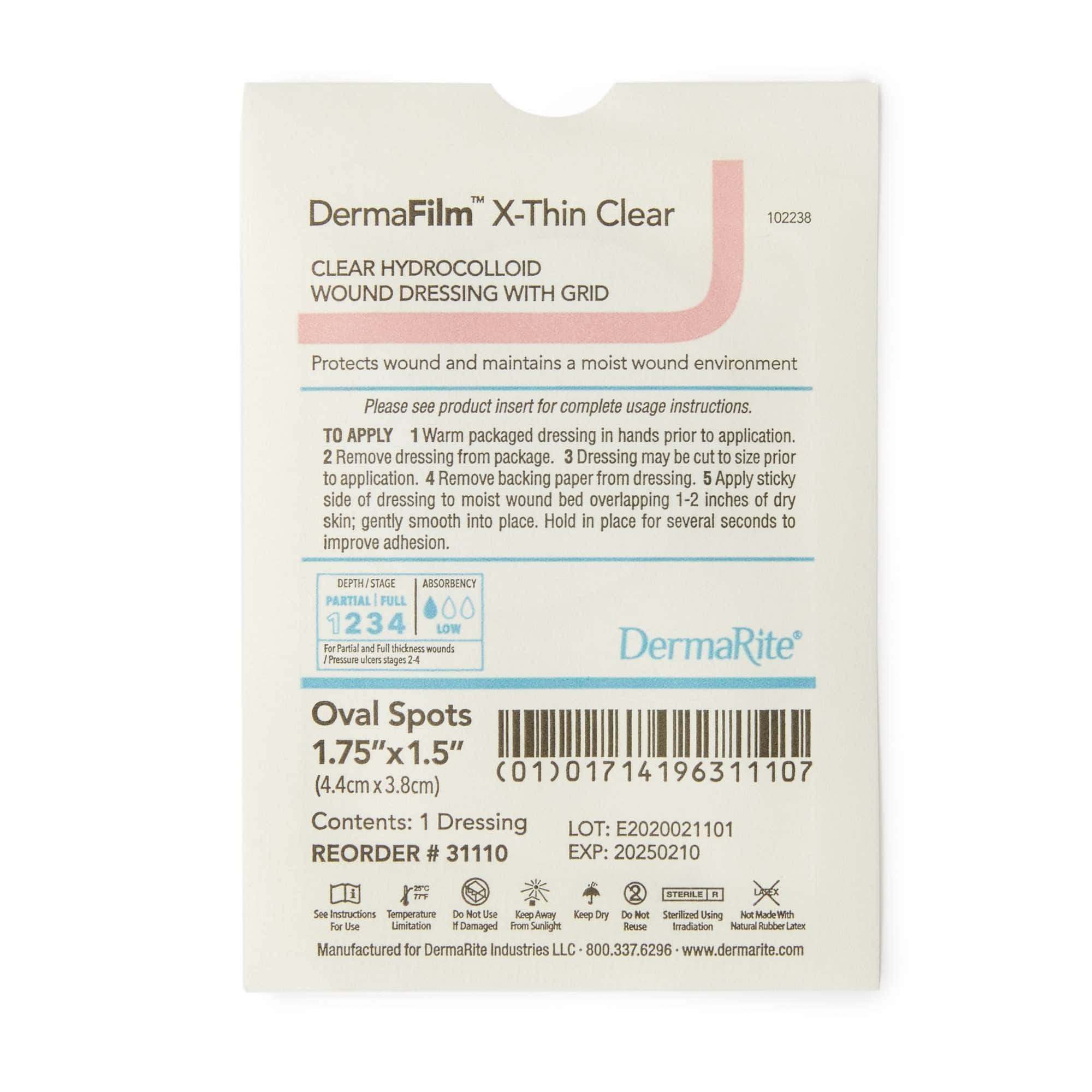 DermaFilm X-Thin Clear Hydrocolloid Dressing with Grid - Image 3