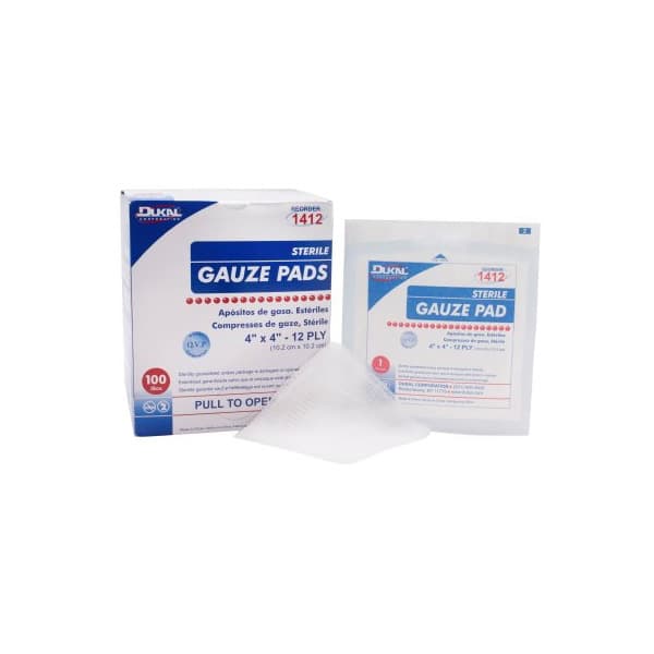 Dukal Gauze Sponge White 12-Ply Square Sterile 4 x 4 Inch - Image 1