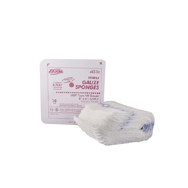 Dukal USP Type VII X-Ray Detectable Gauze Sponge 4 x 8 Inch 12-Ply - Image 1