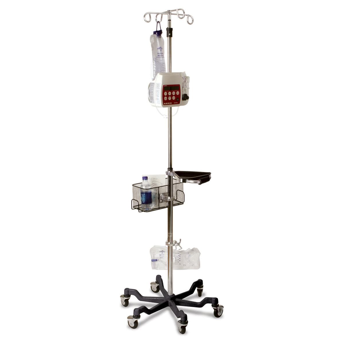 Medline Stainless Steel 6-Leg Heavy-Duty IV Pole with Quick Release Casters - Image 3