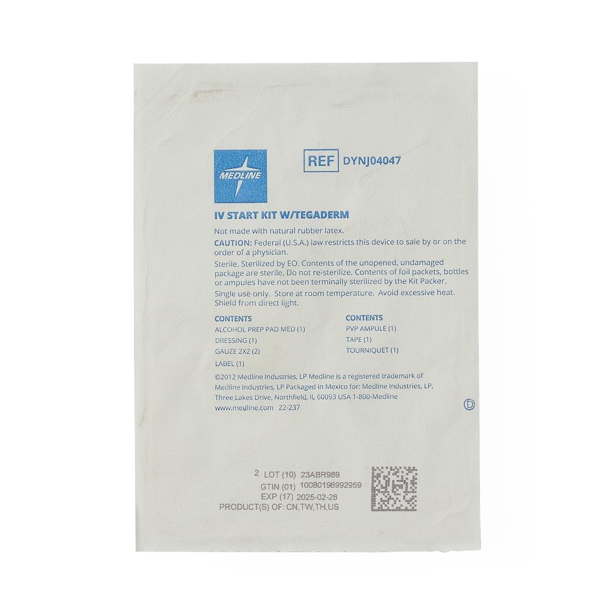 Medline 8-Piece IV Start Kit - Case of 100 - Image 2