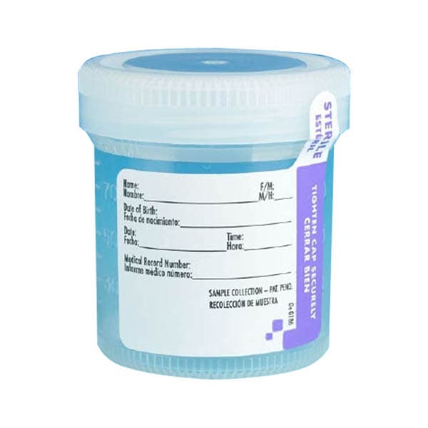 Tite-Rite Specimen Container, Plain, Blue Legend, 53 mm Opening - Case of 300