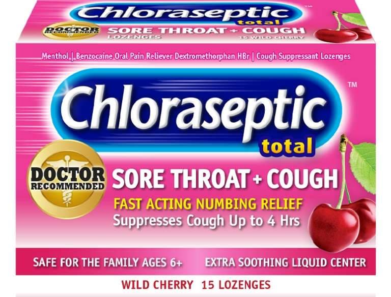 Chloraseptic Total Wild Cherry Sore Throat and Cough Lozenges - Case of 15 - Image 1
