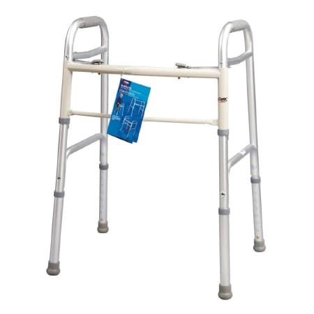 Carex Dual Release Folding Walker, Silver