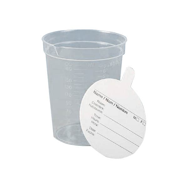Globe Scientific Graduated Specimen Container with Pour Spout, 2-1/8 x 3-7/16 Inch - Case of 500 - Image 1