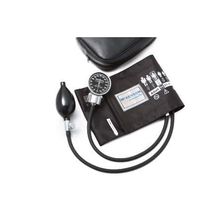 McKesson LUMEON 2-Tubes Aneroid Sphygmomanometer with Cuff, Black Cuff, Large - Image 1