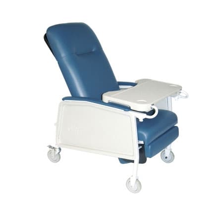 McKesson Steel Vinyl Upholstered 3-Position Recliner, 26 Inch, Blue