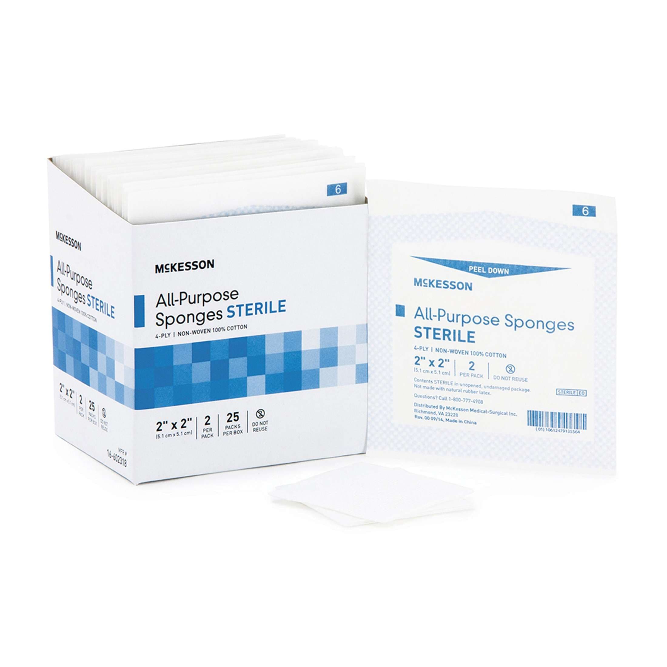McKesson Brand Nonwoven Sponge White 4-Ply Square Sterile - Image 1