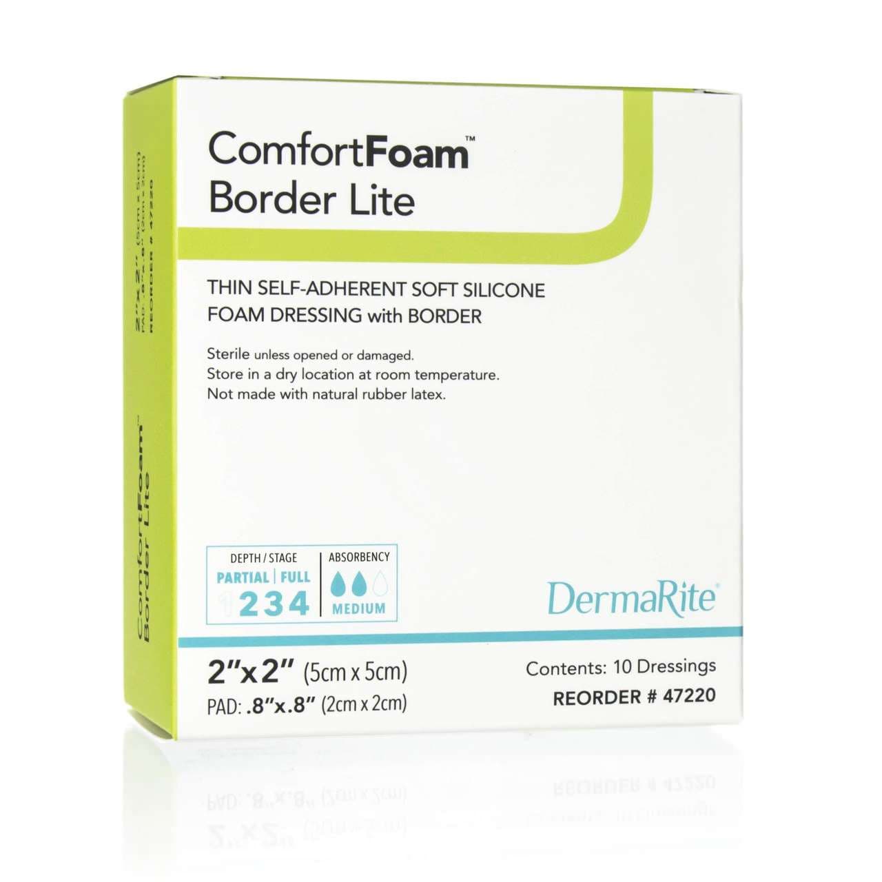 DermaRite ComfortFoam Border Lite Thin Self-Adherent Soft Silicone Foam Dressing