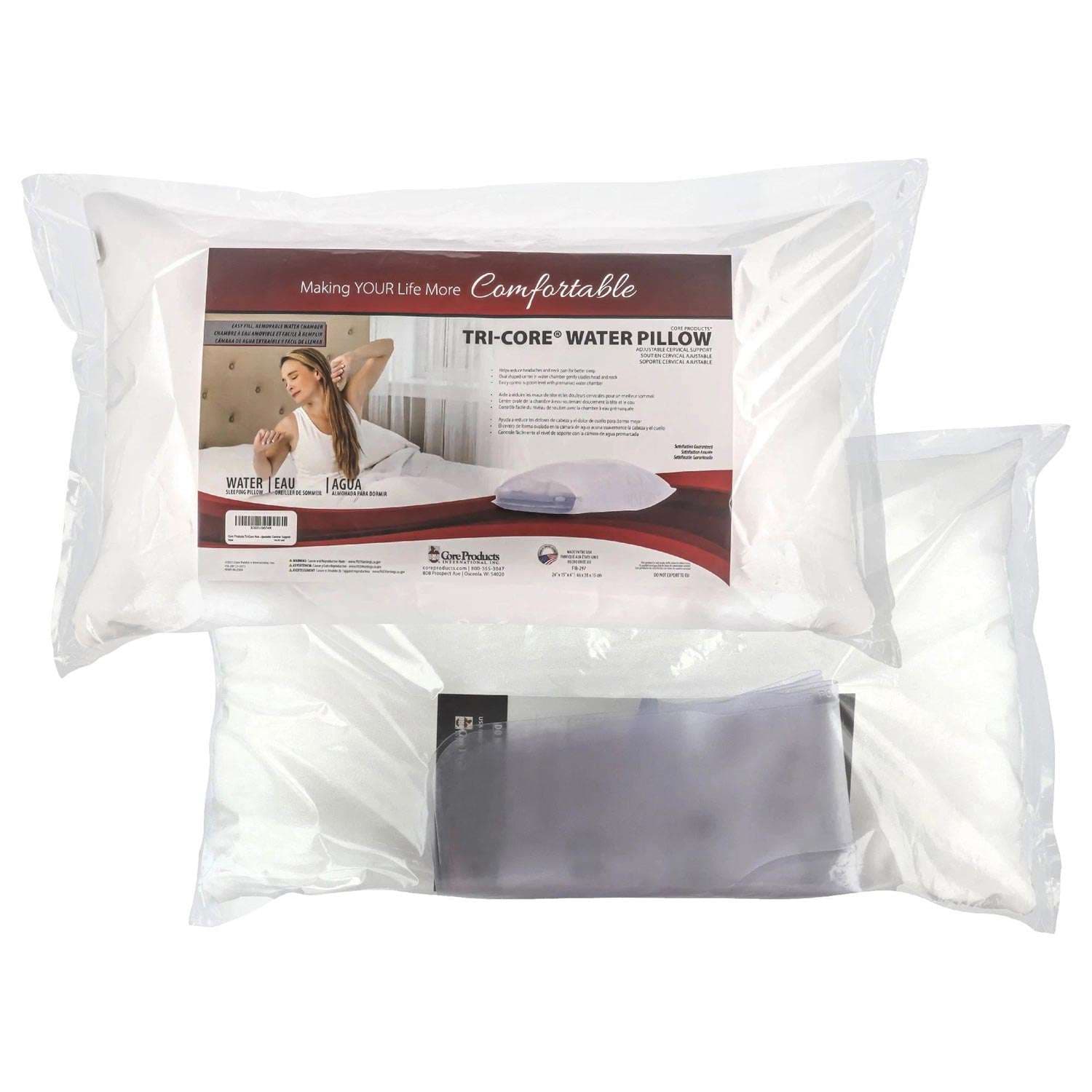 Core Tri-Core Water Pillow Adjustable Cervical Support - Image 7