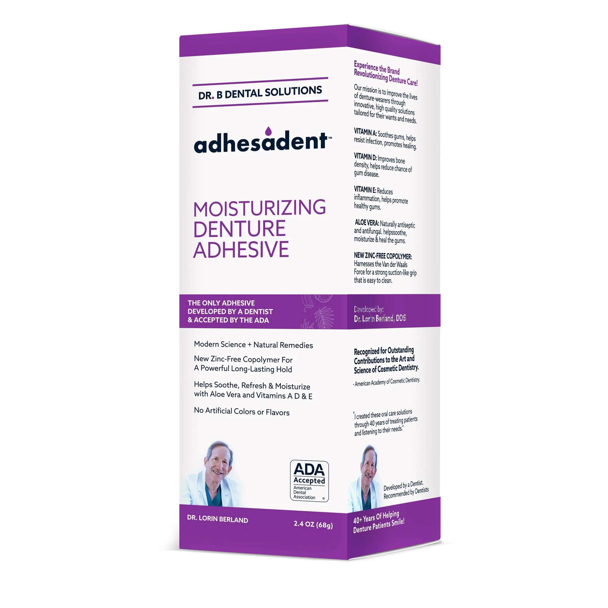 Dr. B Dental Solutions Adhesadent Denture Adhesive, 2.4 oz. Tube - Image 7