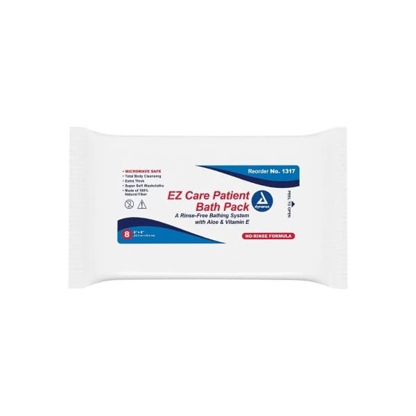 Ez Care Rinse-Free Bath Wipe, 8 x 8 Inch