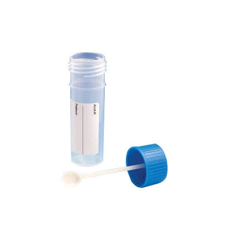 Globe Scientific Stool Specimen Container Plain Translucent with Blue Cap - Case of 500 - Image 1