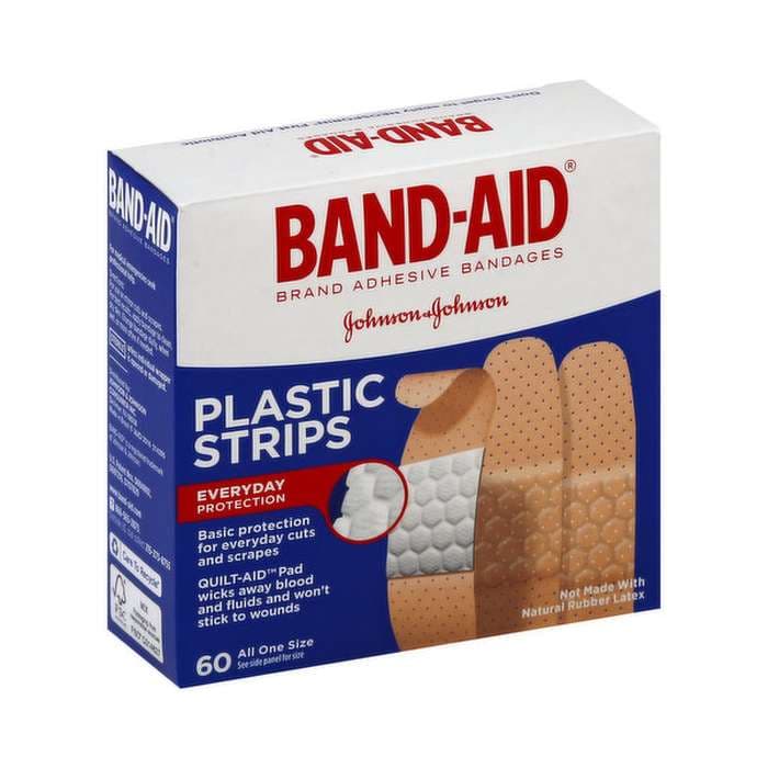 Band-Aid Adhesive Strip Bandage 3/4 x 3 Inch, Plastic - Box of 60