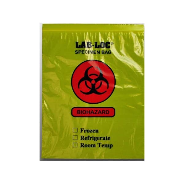 Lab-Loc Specimen Transport Bag, Biohazard Symbol, Storage Instructions - Image 1