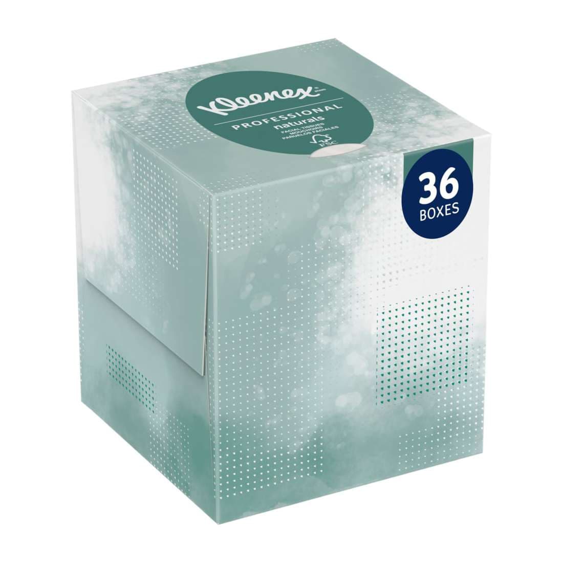 Kleenex Naturals Facial Tissue White 8 x 8.4 Inch 2-Ply - Case of 36 - Image 1