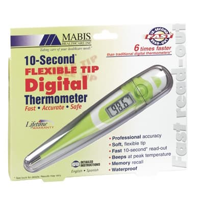 Mabis Digital Flexible Tip Thermometer, Waterproof - Image 1