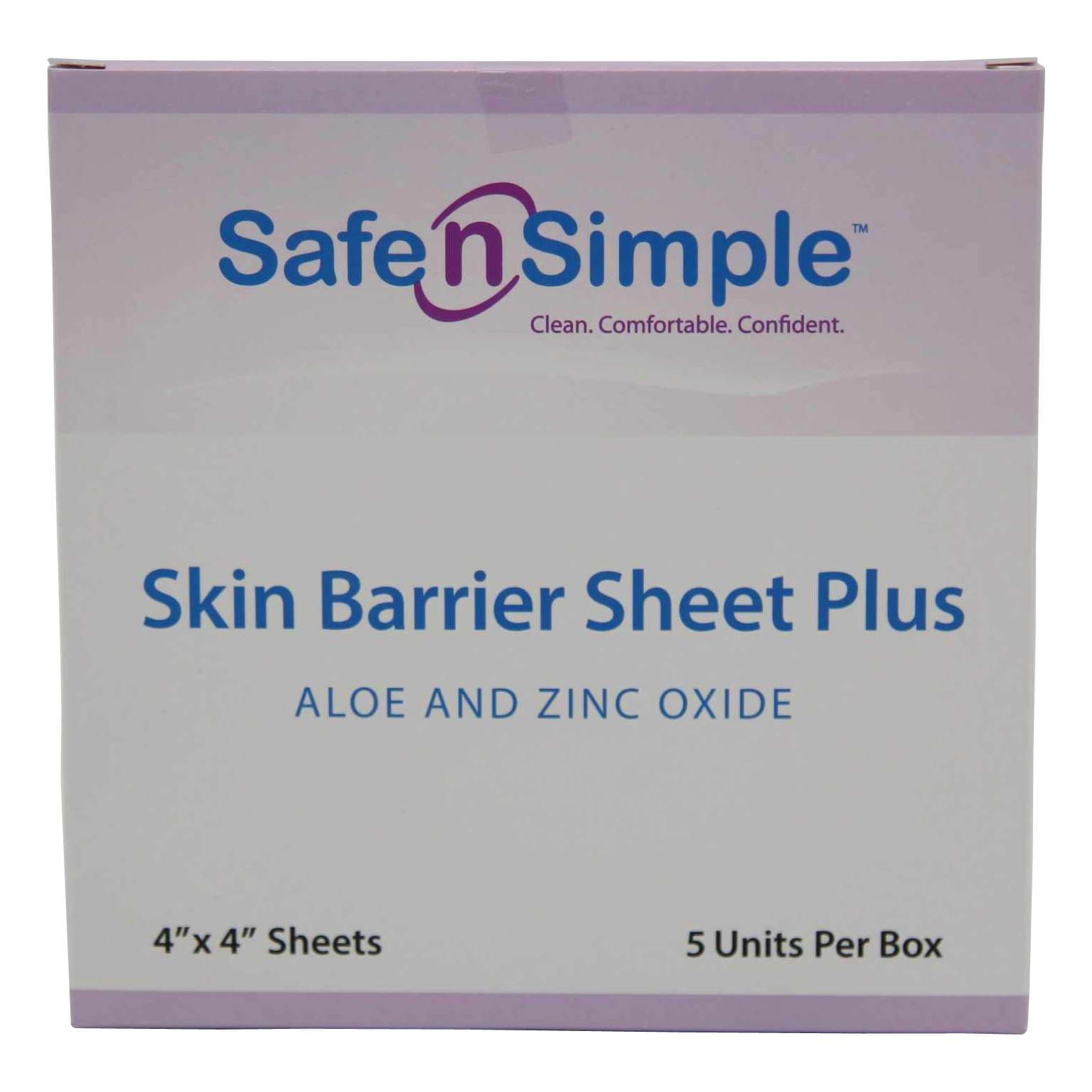 Skin Barrier Sheet Plus, with Aloe and Zinc Oxide, 4" x 4" - Box of 5