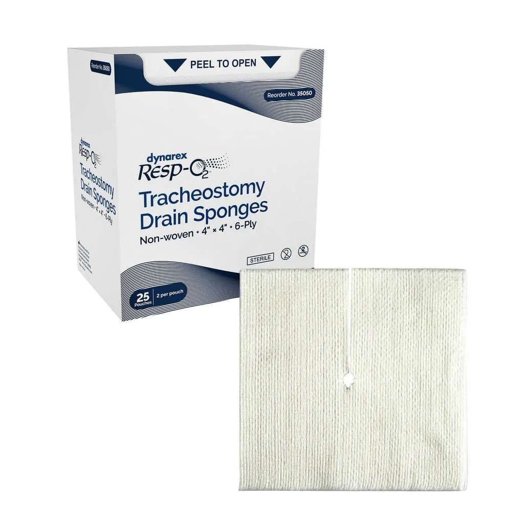 Dynarex Resp-O2 Tracheostomy Non-Woven Drain Sponges - Image 1